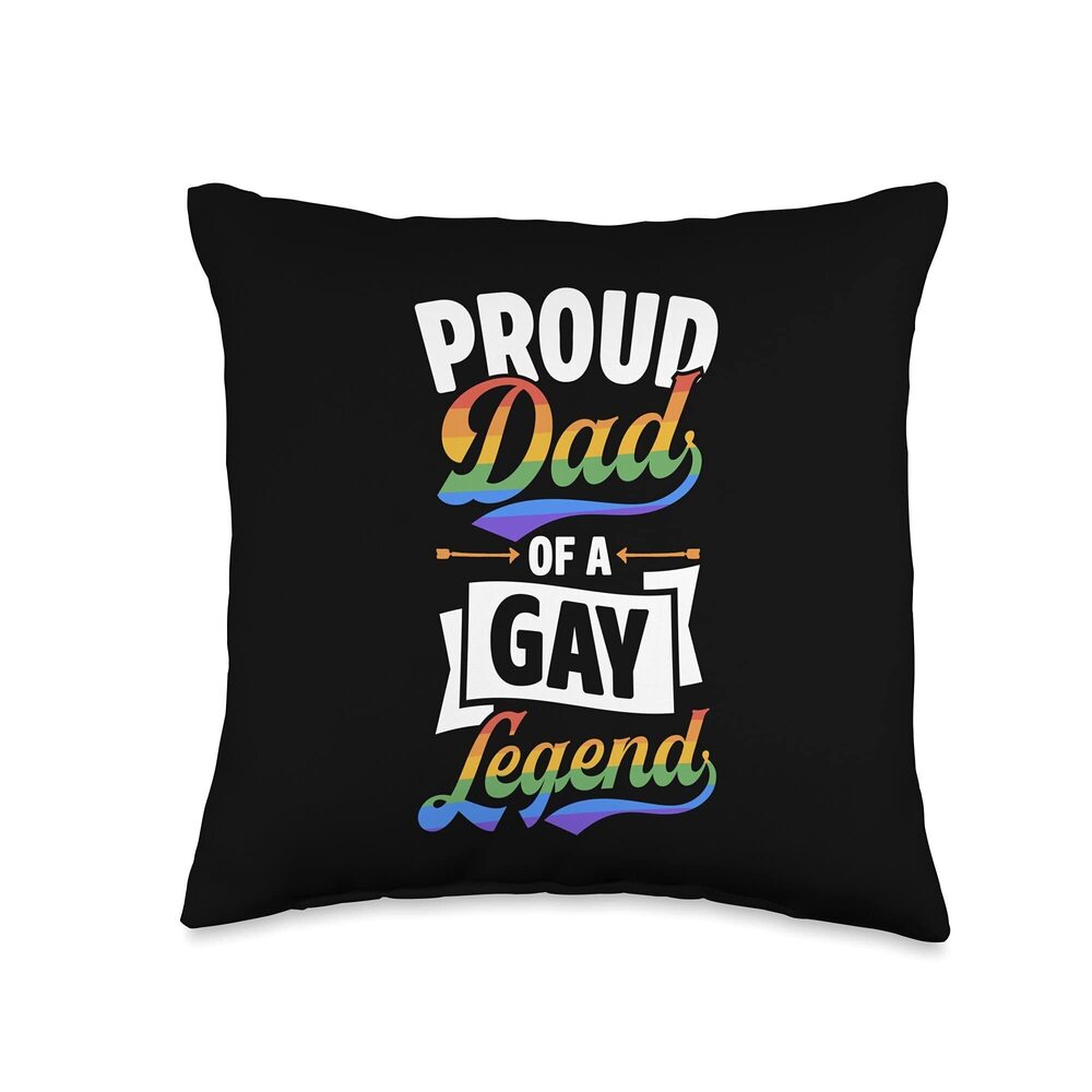 2139 Proud Dad of a Gay Legend Funny LGBTQ Pride Son Daughter Throw Pillow